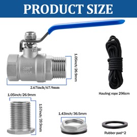 Rain Barrel Spigot Kit, 3/4"GHT Rain Barrel Faucets Quarter Turn with Bulkhead Fitting, 304 Stainless Steel High Flow Spigot for Water Barrel