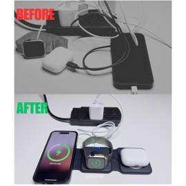 3 in 1 Charging Station for Multiple Devices - Foldable 3 in 1 Wireless Charger for Travel, Wireless Charging Station for Phone16 15 14 13 12 Pro Max/Watch 10 9 8 7 6 5 4 3 Ultra/AirPd Pro