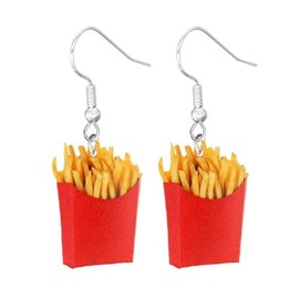 Cute Imitation Food Dangle Earrings Creative Funny Vivid Food Drop Earrings Acrylic Accessories Gift for Women - French fries