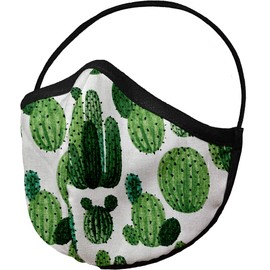 HARD EDGE DESIGN Four Layer Fully Wired Protective Cloth Face Mask - Soft Touch Adjustable Ear Saver - Made in USA - Cactus, Adult