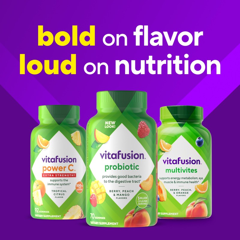 vitafusion Probiotic Gummy Supplements, Raspberry, Peach and Mango Flavors, Probiotic