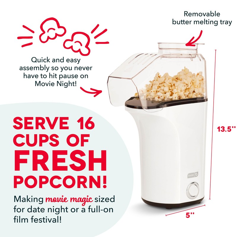 Dash Fresh Pop Popcorn Maker - Oil-Free, Air Popcorn Popper