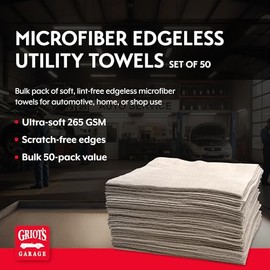 Griot's Garage - Toallas de Microfibra sin Bordes para Limpieza y Detalles de automóviles, sin Pelusas, paños de Lavado Ultra absorbentes, 12 x 12 Pul