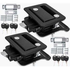 RV Camper Door Latch Lock,100% Metal Camper Door Lock Replacement kit,2 Pack Black rv Entry Door Locks for Travel Trailers,Only Fits 2.75"x3.75" Door Lock Hole 8 Camper Keys