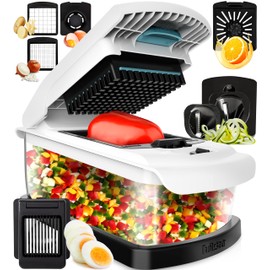 Fullstar Vegetable Chopper - Food Chopper with Container, Spiralizer, Egg Slicer & Juicer - Home Essentials & Kitchen Gadgets (XL - 9 in 1)