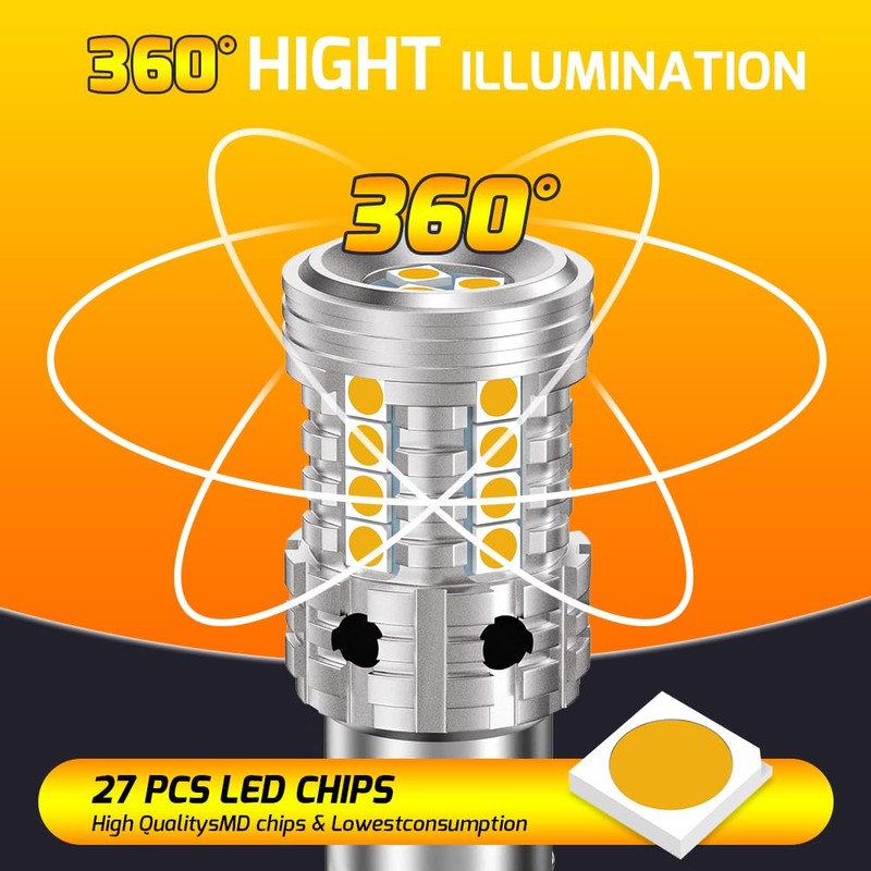 UPXSXT 2Pcs 1156 LED Bulb Amber, 7507 BAU15S Py21w Led