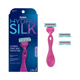 Schick Hydro Silk Ultimate Pubic Skin Protection, Bikini Razor | Razors for Women Sensitive Skin, Pubic Hair Razor for Women, Includes 1 Handle with 3 Refills