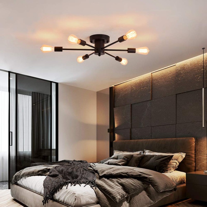 UOFUS 6 Lights Sputnik Semi Flush Mount Ceiling Light Matte