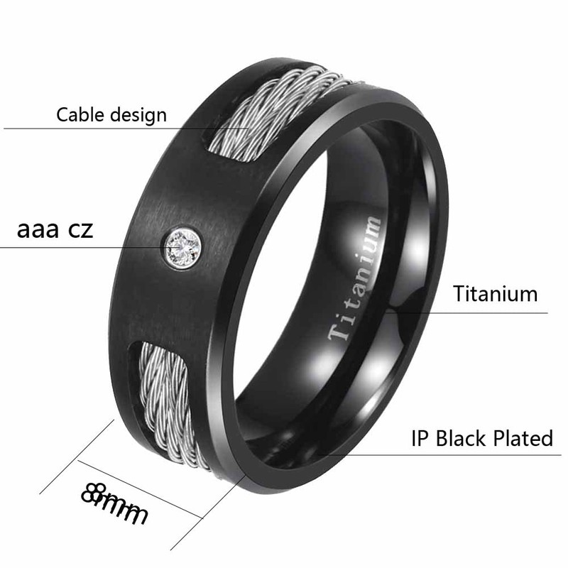 ringheart Couple Rings Matching Ring 1ct Black CZ Women Wedding
