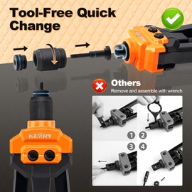 Kerry 16" Rivet Gun Nut Tool, Professional Rivet Nut Tool Kit with 11 Metric & Inch Mandrels M3 M4 M5 M6 M8 M10 M12, SAE10-24, 1/4-20, 5/16-18, 3/8-16, 110pcs Rivnuts and Blow Carry Case