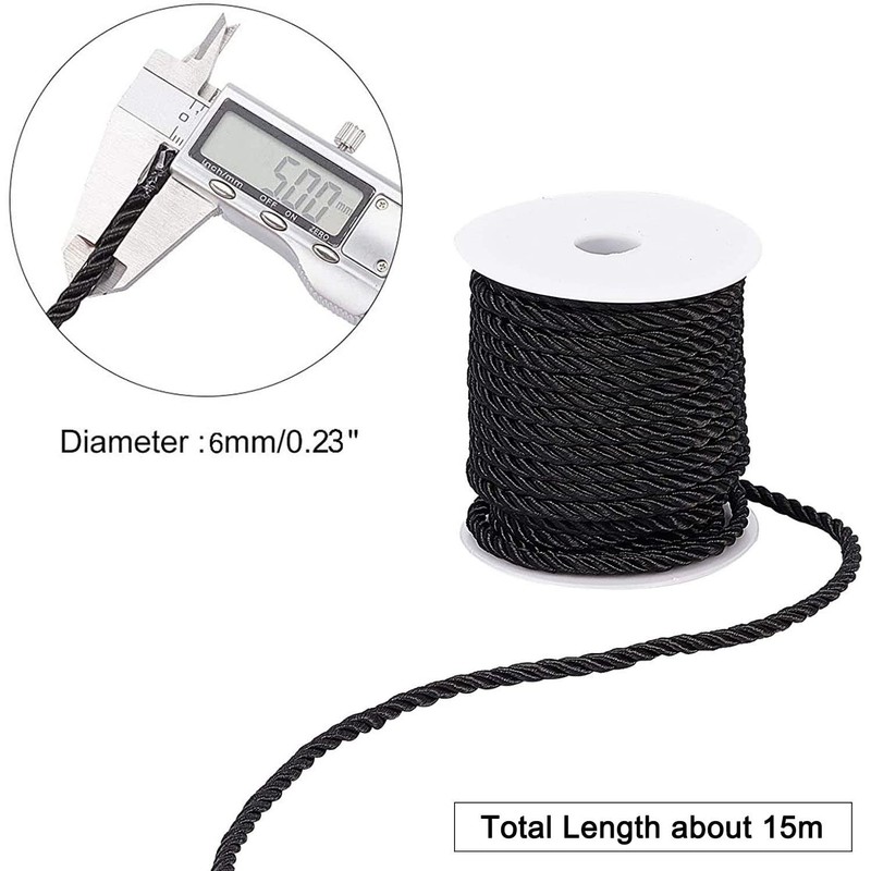 BEL AVENIR 6mm 16Yards Twisted Cord Rope Trim Craft Decorative
