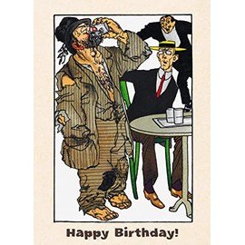 PIXILUV HAPPY BIRTHDAY Greeting card ~ Rageddy Man and Businessmen Drinking Funny Adult Cartoon ~ Birthday Wishes Vintage Large Greeting Card