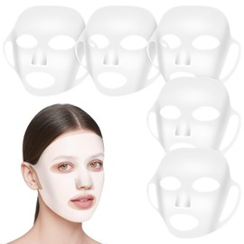 LIQWEI 5Pcs Silicone Face Mask, Reusable Face Mask Holder, Clear Facials Masks Anti-Wrinkle Beauty Facial Tool, Loops Facial Masks Prevent Evaporation Hairdressing Beauty Spa Care Tool