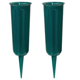 4 Packs Cemetery Vases with Spikes for Grave, Plastic Flower Holder for Cemetery, Flower Vase Grave Decorations for Cemetery Headstone Grave Side (2 Pack Green)