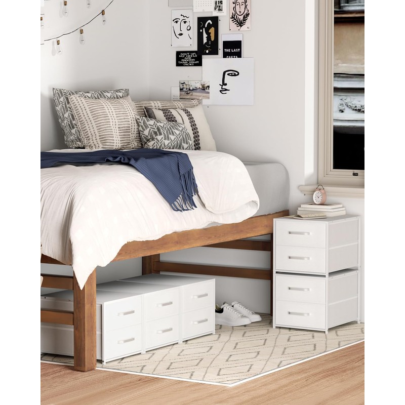 Homsorout 2 Pack Stackable Drawers for Closet, White Storage Drawers