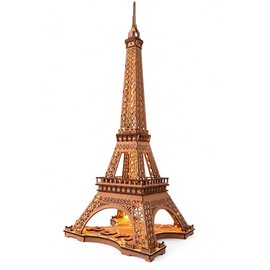 ROBOTIME 3D Puzzle for Adults DIY Model Building Kit Wooden Eiffel Tower Craft Kit Architecture Toy Set Brain Teaser Gifts for Friend
