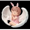 Pink Angel Figurine with Wings and Rabbit Ears, 10 cm