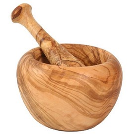 VolkskunstShop Mortar Large Olive Wood Diameter 12 cm