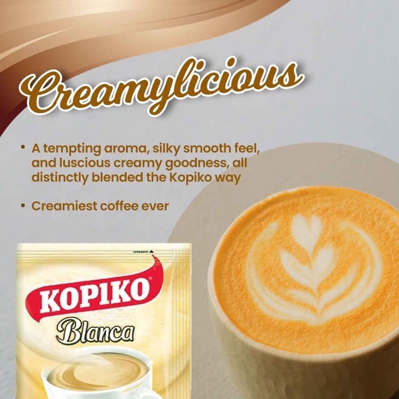 Kopiko Creamy Blanca Long Pack 3 in 1 Instant Coffee