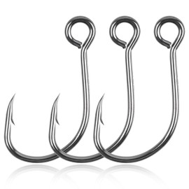 100pcs Inline Single Hooks Large Eye Single Replacement Hooks High Carbon Steel Barbed Inline Circle Hooks for Fishing Lures Baits 4# 2# 1# 1/0 2/0