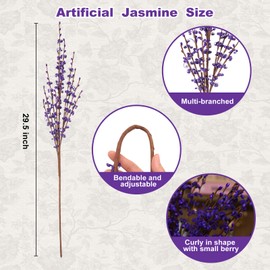 Wolpark 10Pcs Long Stem Jasmine Purple Flowers Artificial, 29.5"/75cm Table Flower Decor Faux Jasmine Bouquet for Wedding Bride Shower Party DIY Floral Art Arrangements Decoration