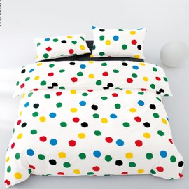CLOTHKNOW Colorful Polka Dot Comforte Set Twin/Twin XL White Bedding Comforter Sets White Bedding Sets Boys Girls Comforter Yellow Green Rust Ball Bed Comforter Soft