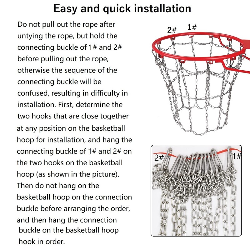 9M Stainless Steel Basketball net, 304 Stainless Steel Chain Braided,