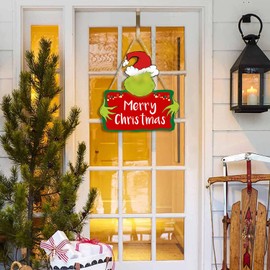 Christmas Decorations Hanging Signs, Wooden Merry Christmas Wreath for Front Door Tree Wall Door Home Decor Home Decor for Holiday Xmas Wall Tree Indoor Outdoor