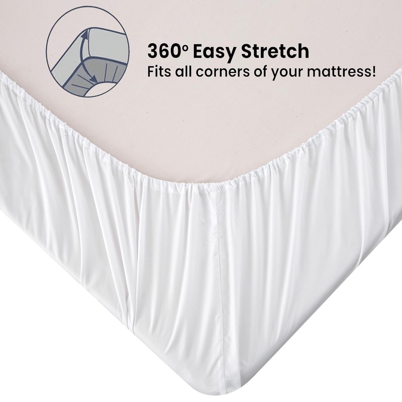 Soifox Double Fitted Sheets 40 cm Extra Deep Pocket White