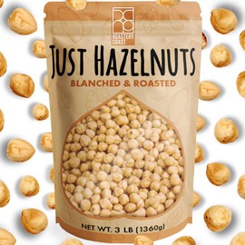 Roastery Coast Dry Roasted Hazelnuts | 3 LB | Unsalted | Filberts | Blanched | No skin | Kosher | Certified Gluten Free | Non-GMO | Paleo | Keto