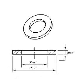 M20 Carbon Steel Flat Washer, Black Oxidized Alloy Steel, 8.8 Grade Metal Flat Washer, 20mm ID, 37mm OD, 3mm Thickness, 20Pcs
