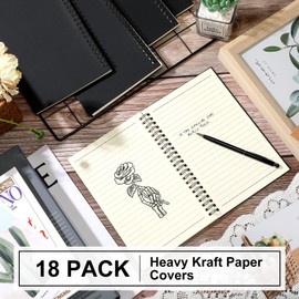 Yahenda Spiral Notebook A5 College Ruled Journal Notebooks Lined 8.3'' x 5.5'' Bulk Writing Paper Notebook for Office Business School Supplies Christmas End of Year Gift(Black Color,18 Pcs)