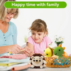 KBIBCK Crochet Set for Beginners, Animal Crochet Pack, Complete Crochet Animals Set, DIY Crochet Set, Beginner Crochet Starter Kit with Step-by-Step Video Instructions (Hedgehog/Bees/Dinosaurs)