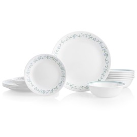 Corelle Vitrelle 18-Piece Service for 6 Dinnerware Set Triple Layer Glass and Chip Resistant, Lightweight Round Plates and Bowls Set, Country Cottage