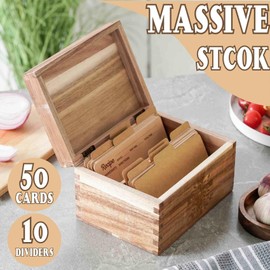 InnoBeta Christian/Christ/Religious Gifts Recipe Box, Gifts Recipe Card Holder Box with 50 4x6 inch Recipe Cards, 10 Dividers, Recipe Organizer with Cross