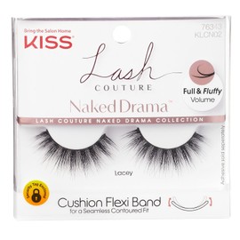 KISS Lash Couture Naked Drama Collection False Eyelashes with Cushion Flexi Band, Full & Fluffy Volume, Style 'Lacey', 1 Pair Fake Eyelashes