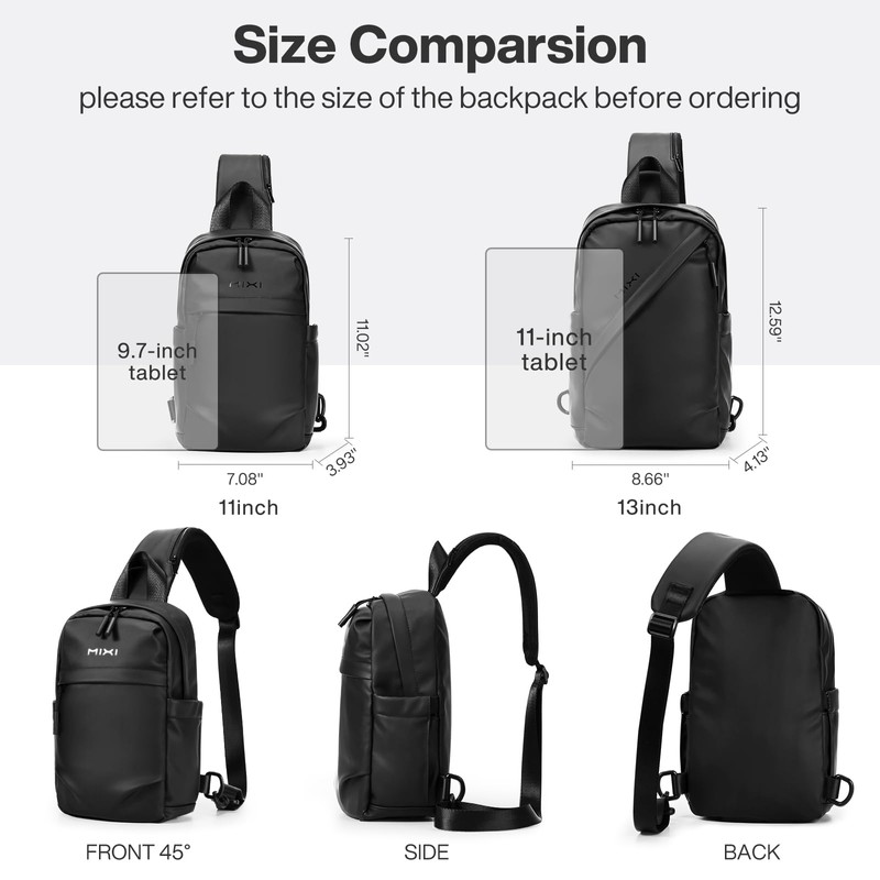 mixi EliteSeries Sling Bag Small Sling Backpack Crossbody Shoulder Chest