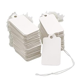 500PCS Small Price Tags with String,1.8" X 1" Clothes Size Tags Coupon Tags Making Tag White Store Tags Clothing Tags for Product Jewelry Clothing Tags (White)
