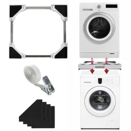 Houseables Washer Dryer Stacking Kit, Stacking Kit For Washer And Dryer, Bracket Between Washing and Drying Machine, Stackable Laundry Machine, Space Saving, Universal, Adjustable 19" - 29", w/Strap