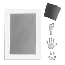 Inkless Large Clean Touch Ink Pad Kit for Baby Footprint, Handprint & Pet Paw Print - No Ink Mess, Baby Safe, One Time Use, Includes 2 Cardstocks (Clean-Touch - Silver)