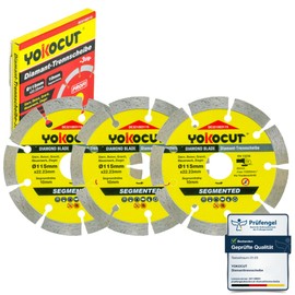 YOKOCUT Diamond Cutting Disc 115 mm, Diamond Cutting Disc Set 3-Piece Universal Cutting Disc for Stone, Concrete, Granite, Masonry, Brick Accessories, Angle Grinder