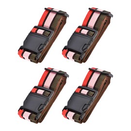 sourcing map Luggage Straps Suitcase Belts with Buckle Label, 2Mx5cm Adjustable PP Travel Bag Packing Accessories, Multi Color (Red Pink Dark Green) 4Pcs