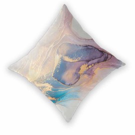 Beabes Purple Gold Marble Stone Pillow Covers Luxury Fluid Ink Swirl Waves Ink Soft Throw Pillowcases Cushion Cover for Couch Bedroom 18"X18",Set of 2