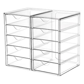Vtopmart Acrylic Organizer with 10 Drawers, Desk Organizers and Accessories, Clear Makeup Organization, Dustproof Storage Drawers for Office Art Craft Supplie