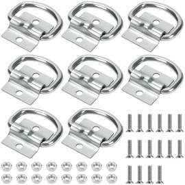 TTYSHIP Pack of 8 D-ring lashing eyelets, lashing eyelets for trailers, with 16 mounting screws, lashing eyelets for securing loads in trailers, trucks, boats, cars, kayaks