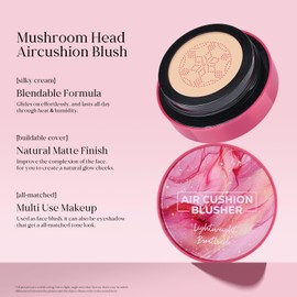 KYDA Air Cushion Blush, Mushroom Head Air Cushion Blusher, Natural Glow Liquid Blusher for Cheeks and Eyes, Buildable Matte Coverage, Lightweight Blendable, Silky Cream Blush Makeup, 02 Warm Orange