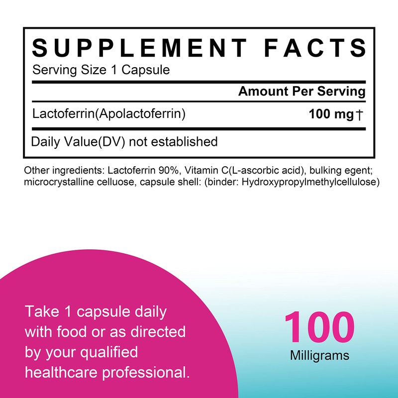 Aliness Lactoferrin LFS 90% 100mg Resistance Dietary Supplement 30 Capsules