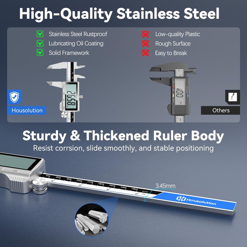 Housolution Digital Caliper, 8Inch Caliper Measuring Tool with Large LCD