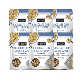 Safe + Fair Chocolate Chip Cookie Dough Granola – Gluten-Free, Dairy-Free & Vegan Snack – Allergen-Free, Non-GMO, and No Artificial Ingredients – 12oz Pack, 6 Pack