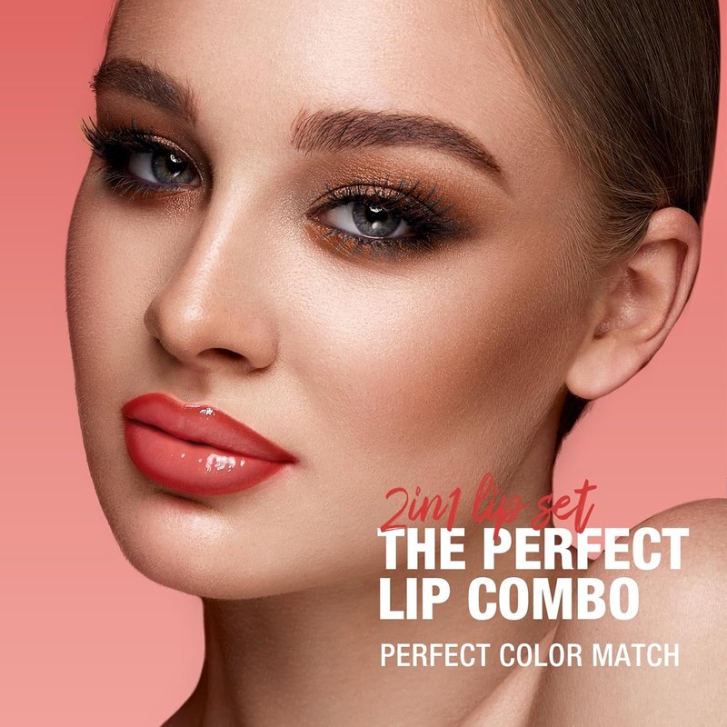 6 x Matte Lip Liner with 6 Nourishing Lip Oil